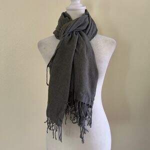 Womens Scarf Shawl Wrap Gray Lightweight Boho Tassel Hem France Soft Touch Comfy